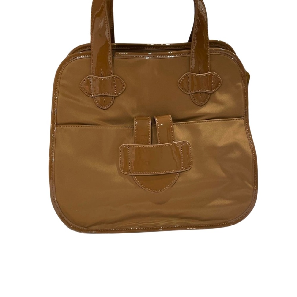 Tila March Paris - Patent-Trim Tote Bag – Caramel Brown